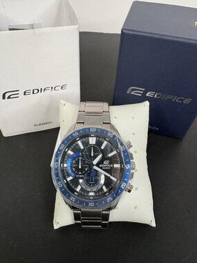 Casio Men's Watch EFV620D-1A2V Edifice Quartz Black Blue Silver Steel 5579